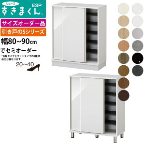 すきまくん シューズ ボックス ESP-LS-8090 ESP-FLS-8090 幅80-90×奥行40.5×高さ:台輪タイプ95.7 フットタイプ100.2cm _シューズラック 幅 引戸ロータイプ セミオーダー フジイ 完成品 日本製 おしゃれ