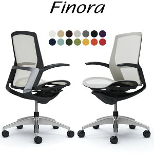 オカムラ フィノラ オフィスチェア C741BR ミドルバック ボディ:ブラック 脚:ポリッシュ 座:メッシュ パネル:メッキ 固定肘 Finora okamura_ 岡村製作所 椅子 イス チェア 国産 日本製 完成品 ジウジ