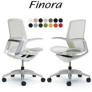 オカムラ フィノラ オフィスチェア C741BW ミドルバック ボディ:ホワイト 脚:ポリッシュ 座:メッシュ パネル:メッキ 固定肘 Finora okamura_ 岡村製作所 椅子 イス チェア 国産 日本製 完成品 ジウジ