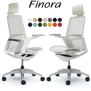 オカムラ フィノラ オフィスチェア C78ABW エクストラハイバック ボディ:ホワイト 脚:ポリッシュ 座:メッシュ パネル:メッキ 可動肘 Finora okamura_ 岡村製作所 椅子 イス チェア 国産 日本製 完成