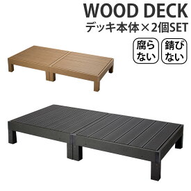 ウッドデッキ 樹脂 人口木 diy キット 本体 2点セット 1台あたり幅90×奥行90×高さ28cm _チーク 0.5坪 ガーデニング 庭 縁台 ガーデン バルコニー テラス エクステリア 水洗いOK_