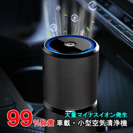 空気清浄機 99％ 除菌 マイナスイオン USB 空気清浄器 卓上 小型 コンパクト 車載 車用 タバコ ペット 臭 臭い ウイルス対策 オフィス PM2.5 花粉 黄砂 フィルター交換不要 車載空気清浄機 誕生日 プレゼント