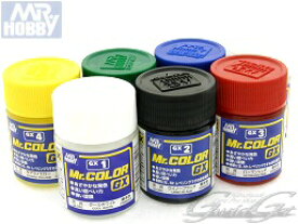 [GSIクレオス] Mr.カラーGX[18ml] [GX1クールホワイト/GX2ウィノーブラック/GX3ハーマンレッド/GX4キアライエロー/GX5スージーブルー/GX6モウリーグリーン/GX100スーパークリアー3] ラッカー系溶剤アクリル樹脂塗料
