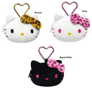 【サンリオ ぬいぐるみポーチ キティ   ヒョウ柄 コインケース ミニポーチ 小物入れ イヤホン入れ 小銭入れ ぬいぐるみポーチ キャリーポーチ 平成レトロ】ハローキティ カラ