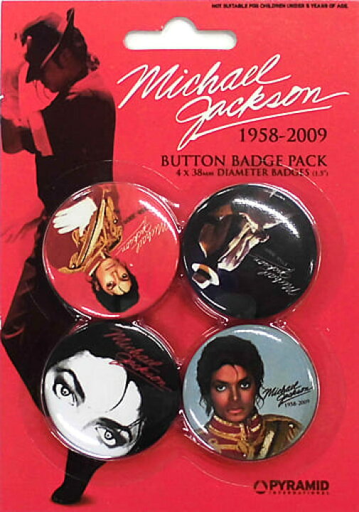 楽天市場】マイケル・ジャクソン Michael Jackson 缶バッジ4個セット 