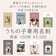 【うちの子専用名刺】 イメージ確認あり ペット名刺 両面100枚 かわいい デザインテンプレート 40種類 大…