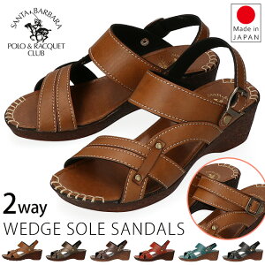 サンダル レディース 歩きやすい 疲れない 脱げない かかとあり ウエッジソール 軽量 ストラップ ミュール おしゃれ サンタバーバラ ポロ&ラケットクラブ 日本製 つっかけ サンダル 靴 5507