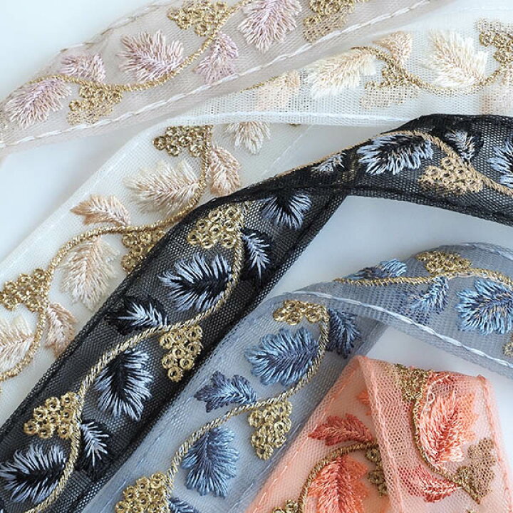 楽天市場】3cm幅インド刺繍リボンサリーシルク風小花柄チロリアン  