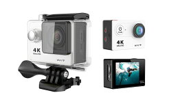 4K WIFI 30M 防水スポーツ カメラ HD 1200万画素 170度超広角2インチ LCD 20M 1対多い リモコンGoproH9R_White