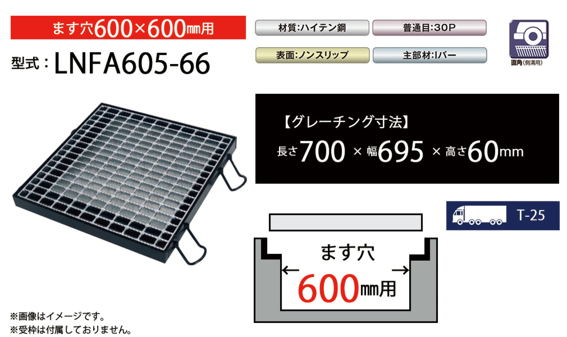 ますぶたグレーチング　LNFA605-66