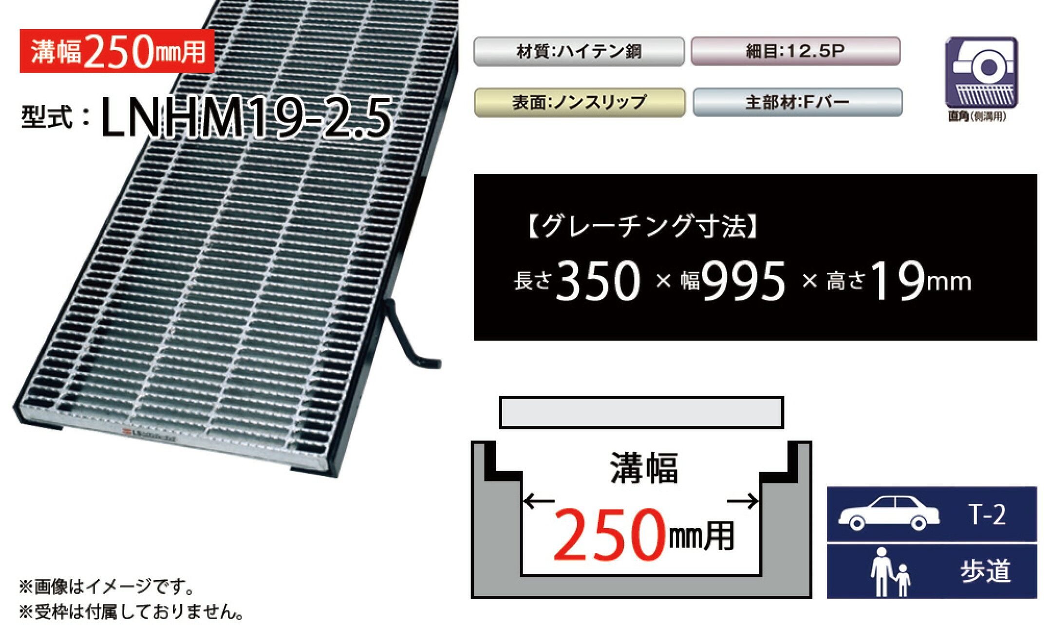 みぞぶたグレーチング　LNHM19-2.5
