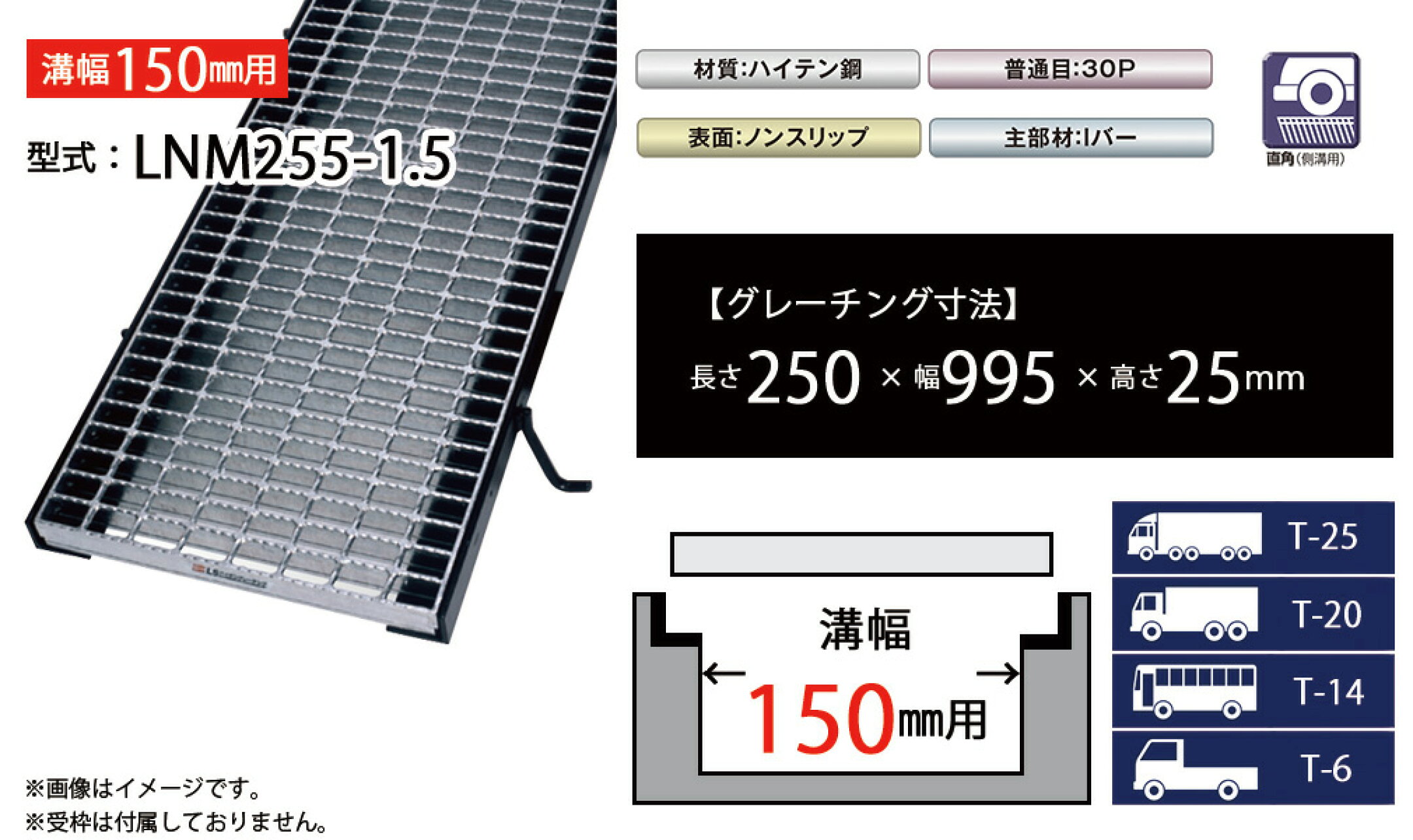 みぞぶたグレーチング　LNM255-1.5