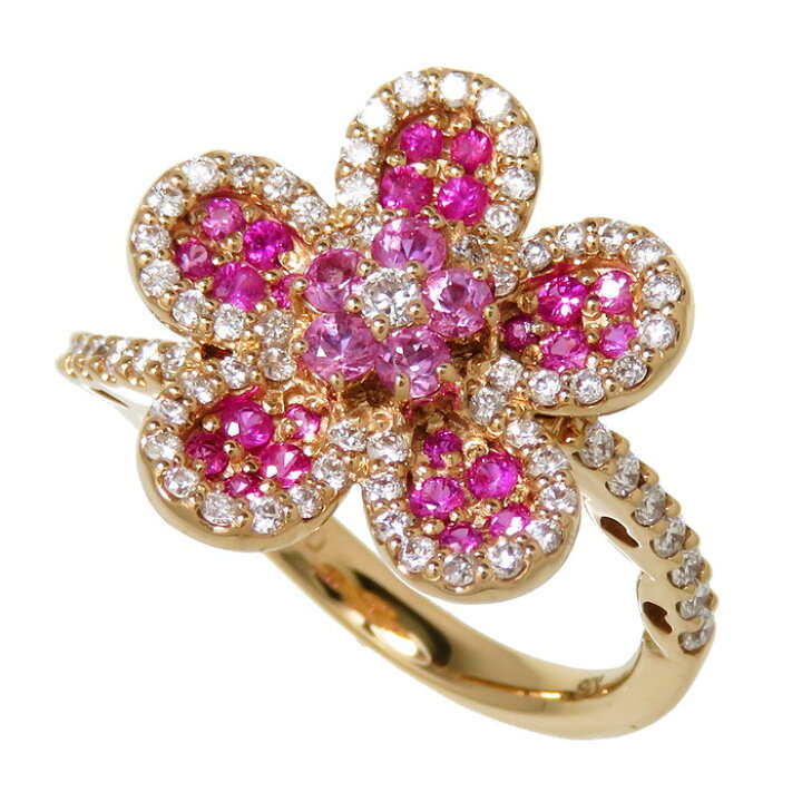 楽天市場】11号 花/フラワー ピンクサファイア 計0.41ct ダイヤモンド 