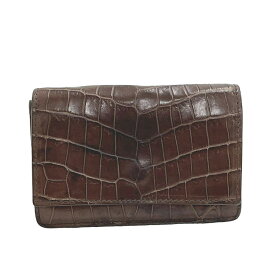 【BOTTEGAVENETA/ボッテガヴェネタ】 名刺入れ カードケース クロコダイル ブラウン ユニセックス【中古】【真子質店】【BL】【TKx】