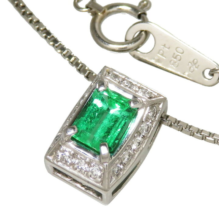 楽天市場】エメラルド 0.61ct ダイヤモンド 計0.14ct ネックレス Pt850  