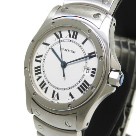 【CARTIER/カルティエ】 1561 1 サントスロンド　ラウンド 腕時計 ステンレススチール クオーツ 白 レディース【中古】【真子質店】【GD】【IDKD】