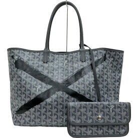 【GOYARD/ゴヤール】 サンルイPM マーカージュ ×柄 トートバッグ ポーチ付 ハンドバッグ PVCコーティングキャンバス グレー レディース【中古】【真子質店】【BL】【TIMaD】