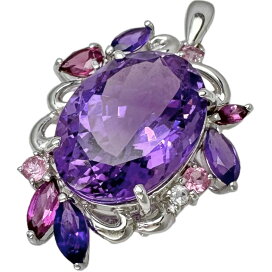 南洋黒蝶真珠/パール8.1〜9.6mm ダイヤモンド計 0.40ct ペンダント 