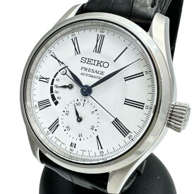 【SEIKO/セイコー】 プレザージュ SARW035(6R27-00L0) ホワイト 腕時計 ステンレススチール 自動巻き/オートマ 白琺瑯文字盤/黒革 メンズ【中古】【真子質店】【GD】【DxK】