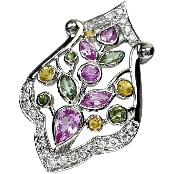 楽天市場】ブローチ兼用 マルチカラーサファイア 1.60ct 