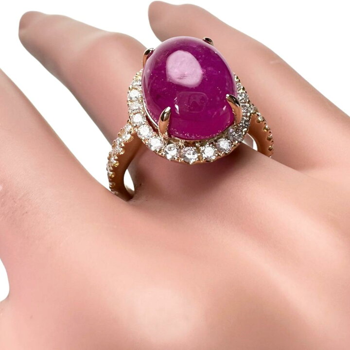 楽天市場】13.5号 カボションルビー 8.828ct ダイヤモンド 計0.76ct 