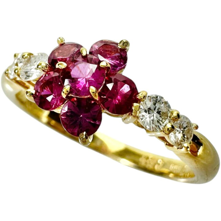楽天市場】12号 フラワーモチーフ ルビー 0.55ct ダイヤモンド 0.23ct 