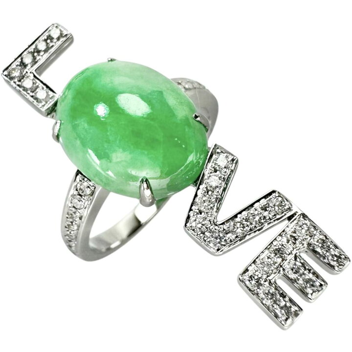 楽天市場】13号 LOVEデザイン ヒスイ/翡翠 ダイヤモンド 0.41ct リング 