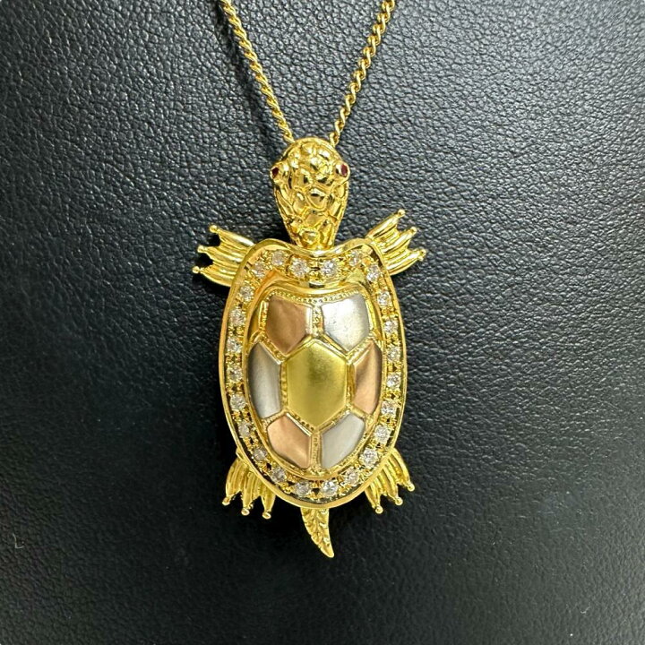 楽天市場】亀モチーフ ダイヤモンド 計0.24ct ルビー ペンダントトップ 
