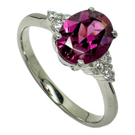 12号 ロードライトガーネット 1.44ct ダイヤモンド 計0.10ct リング・指輪 Pt950プラチナ 3.9g レディース【中古】【真子質店】【NN】【DTS】