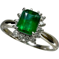 43-2/美品 田崎真珠 タサキ Pt900 エメラルド0.60 リング 指輪 楽天 