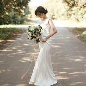 ウエディングドレス 結婚式ドレス 簡単に ノースリーブ 前撮りドレス 結婚式 二次会 発表会 海外挙式ドレス