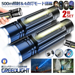 2個セット 懐中電灯 LED 充電式 ハンディライト 800LM 4つの点灯モード 強力 小型 ズーム マグネット付き 高輝度 夜釣り 登山 ウォーキング 散歩 アウトドア 作業防災 災害 送料無料 GREEDLI