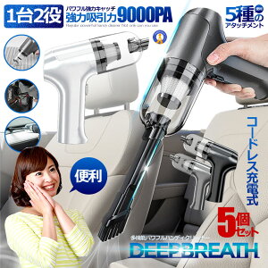 コードレス 強力 ハンディクリーナー 車載 掃除機 エアダスター 9000PA 1台2役 5種 アタッチメント USB充電式 車載 パワフル吸引 コンパクト ワンタッチゴミ 送料無料 PROCLI