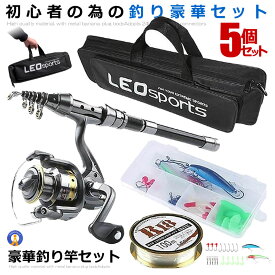 5個セット 釣りセット 釣り道具 初心者 5点セット ロッド 収納バッグ ルアーケース 釣り フィッシング スピングリール リール付きロッド 初フィッシュプロ 送料無料 CHERIFISH