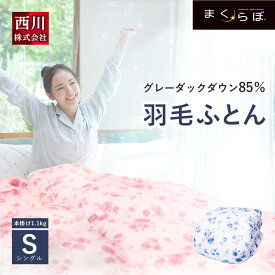 西川 グレーダックダウン 85％ 羽毛 布団 シングル シングルロング 本掛け1.1kg 羽毛ふとん 羽毛掛け布団 羽毛掛布団 日本製 抗菌加工 ダスト削減 ほこり 軽さ ファインフィット キルト