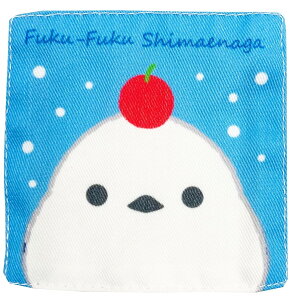 MORIPiLO ふくふくシマエナガ コースター 布 (シマちゃん 赤い実) ブルー 9x9cm グッズ 可愛い 厚手 吸水 洗える 誕生日 プレゼント 子供 枕のモリシタ 397011