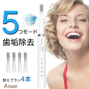 【スーパーDEAL20%ポイントバック】\レビュー特典対象/電動歯ブラシ 歯ブラシ 音波歯ブラシ 電気歯ブラシ 歯垢除去 携帯用 歯磨き IPX7防水 20500回転/分 充電式 やわらかめ 4本替えブラシ 5つ