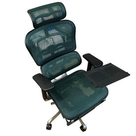 ■Ergohuman Pro Ottoman エルゴヒューマン プロ ブラック メッシュチェア オットマン内蔵 Cランク 汚れ多数 展開難あり2347547