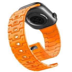 Bandletic アップルウォッチ用 マグネットバンド - N52強力磁石搭載 軽量シリコン素材 防水防塵 レトロモダンデザイン42mm(Serise10)/41mm/40mm/38mm対応 5.5-8.3インチ調整可能 スポーツバンド メンズ レディースオレンジ
