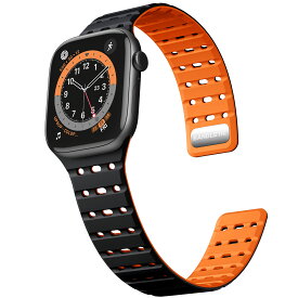 Bandletic アップルウォッチ用の バンド シリコン マグネット - 夏 蒸れない スポーツバンド 38mm 40mm 41mm 42mm(Series10) 通気性 防汗 軽量 2色デザイン 交換バンド SE2/SE/Series10/9/8/7/6/5/4/3/2/1