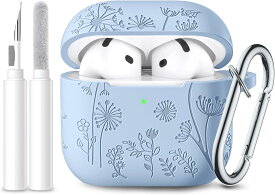 AirPods4 ケース AirPods1/2/3/4 カバー 第1世代 第2世代 第3世代 第4世代 充電ケース 耐衝撃 Air Pods ケース イヤホン保護ケース 花柄 彫刻 フルプロテクト カラビナ ワイヤレス充電 防水防塵 キーホルダー付き