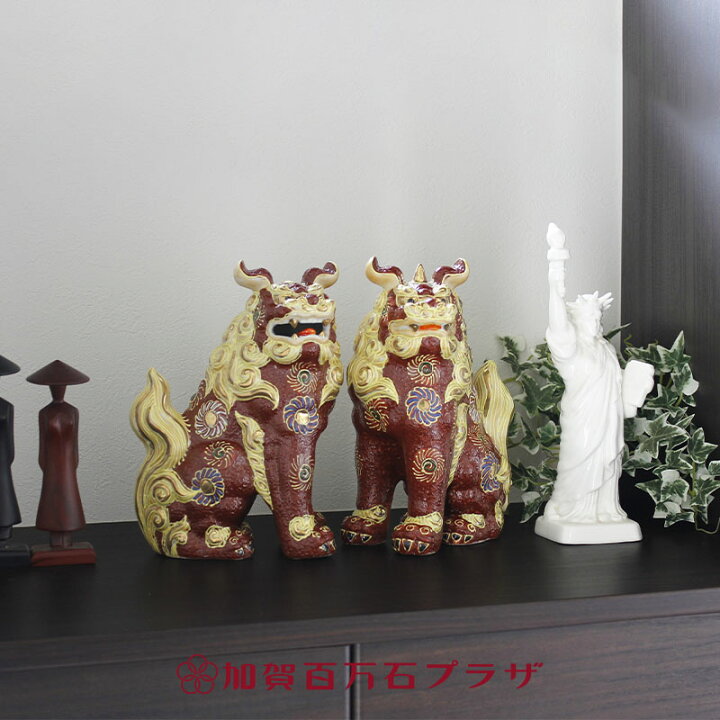 楽天市場】狛犬 一対 7号(高さ22cm) 赤盛 九谷焼 阿形 吽形 【新築祝い 