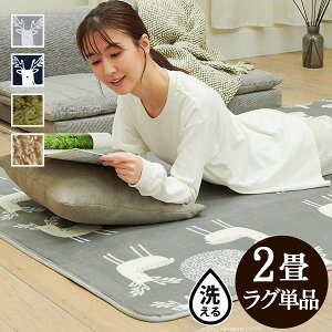 ホットカーペット カバー 電気カーペット対応 北欧ラグ マット-モリス 2畳 186x186cm カバーのみ ラグ ラグマット シャギー 無地 エルク フランネル 保温シート付き 洗える 一年中 床暖房対応 [2