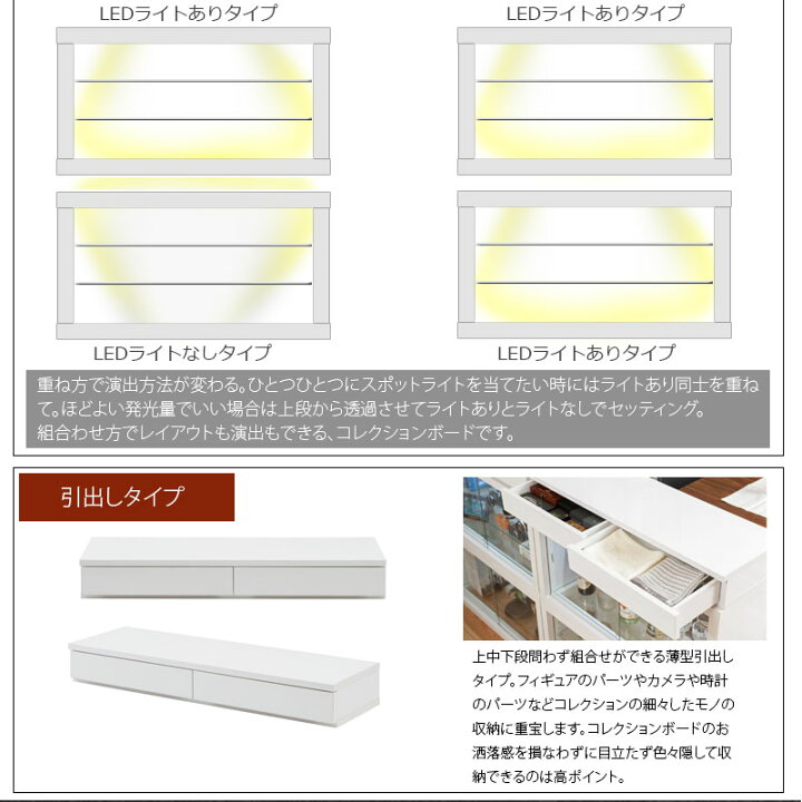 楽天市場】コレクションケース ガラス棚あり LEDライトありタイプ 