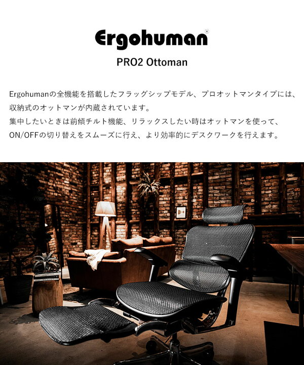 楽天市場】エルゴヒューマン プロ2 オットマン DR 新基盤 ダブル  