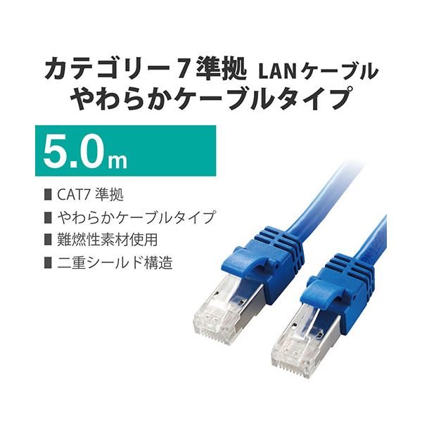 3個セット】 エレコム Cat7 LANケーブル 5m LD-TWSF/BU5X3-