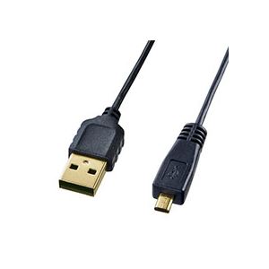 USBAコネクタのパソコンとミニUSBコネクタ ミニ8ピン平型 おトク を持つデジカメ USB機器を接続するケーブル まとめ サンワサプライ 極細ミニUSBケーブル ブラック KU-SLAMB810 1本 1.0m オス-mini8Pinオス A ×5セット 最大55％オフ