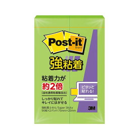 (まとめ) 3M ポスト・イット 強粘着ふせん75×25mm ライム 500SS-LI 1セット（20冊：2冊×10パック） 【×10セット】 送料無料