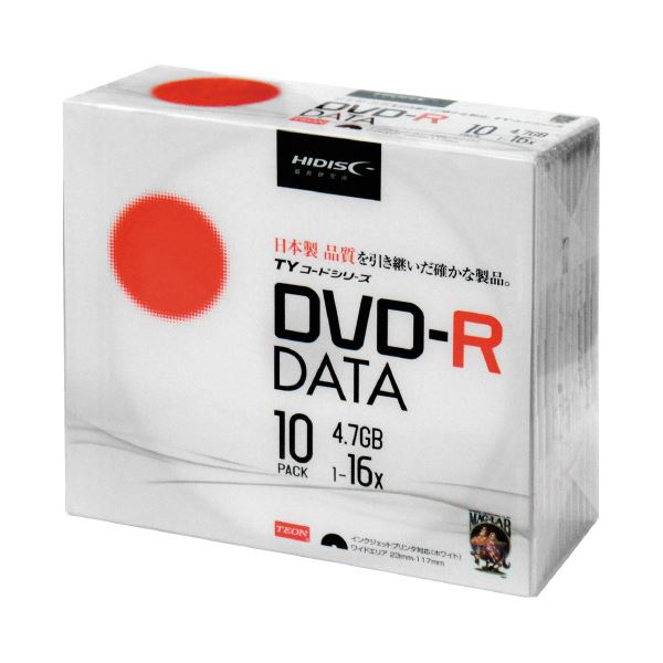 （まとめ）HIDISC DVD-R ［4.7GB］ TYDR47JNP10SC 10枚（×10セット）