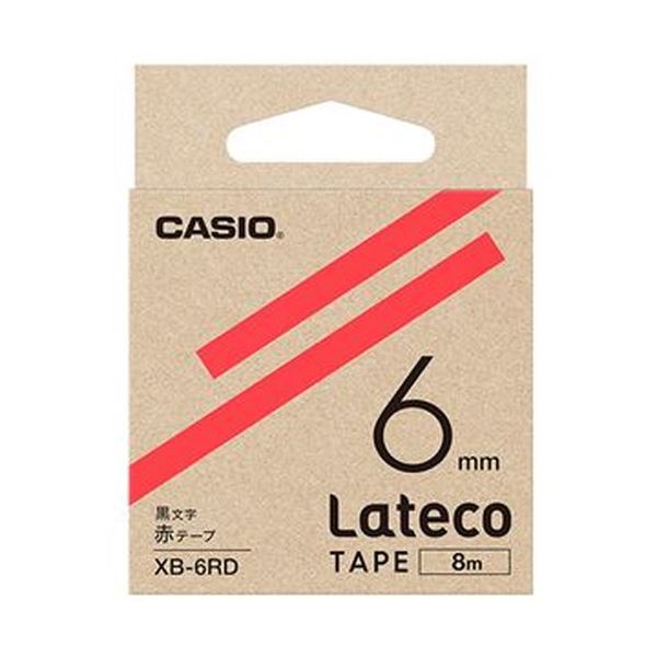 （まとめ）カシオ ラテコ 詰替用テープ6mm×8m 赤/黒文字 XB-6RD 1個【×20セット】 送料無料：MALTTO